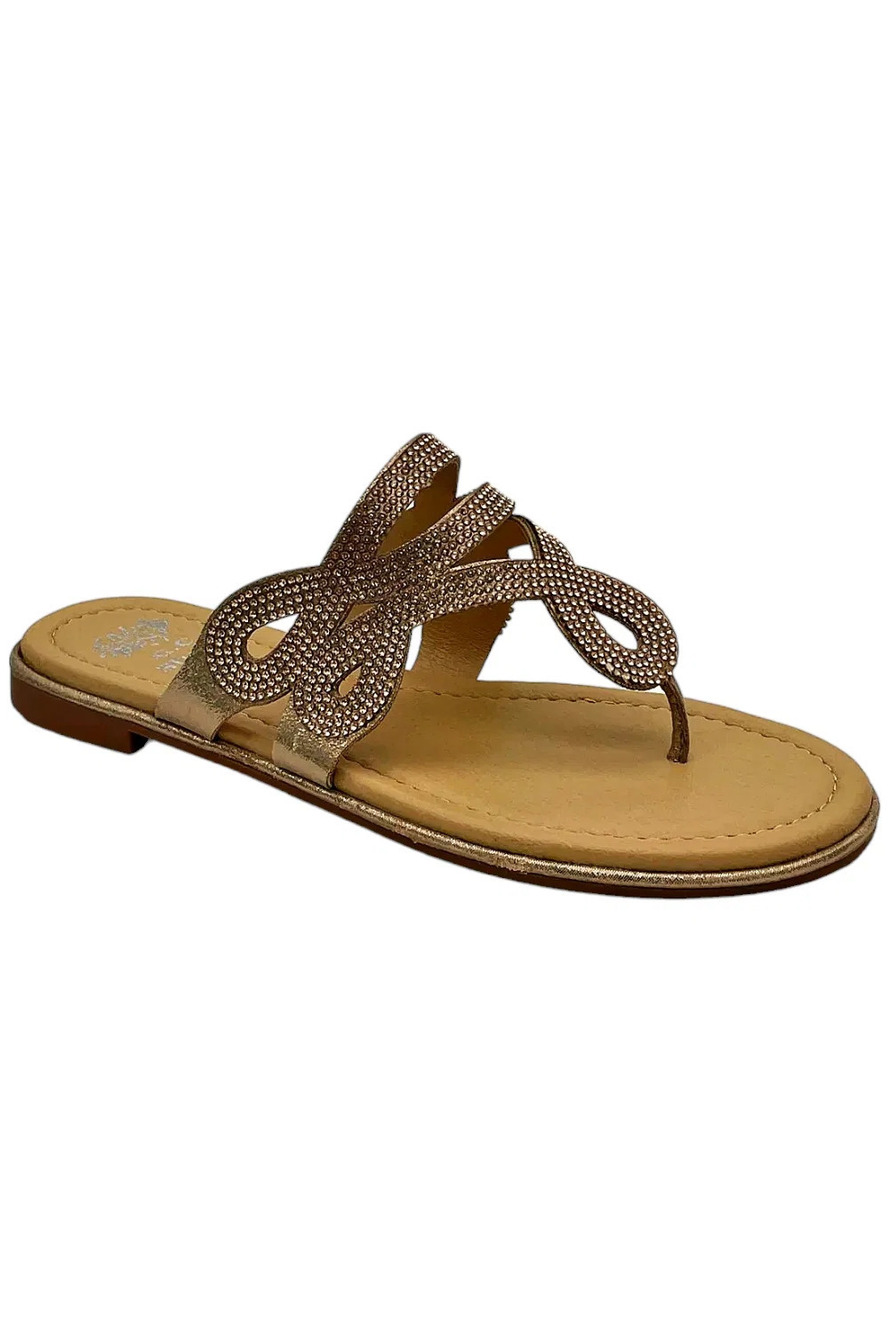 GC Shoes Women's Amelia Flat Sandal Rose Gold - Medium